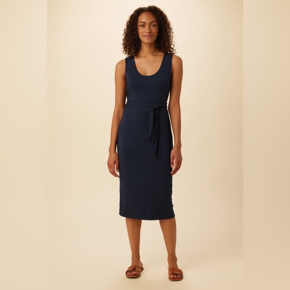 Amour Vert Navy Sleeveless Midi Dress